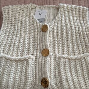 Women's Cream Sweater with Gold Buttons